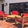 Malibu 5pc Teak Outdoor Chat Group with Sunbrella Cushions