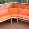 Outdoor Teak Sectional Bench with Sunbrella Cushions