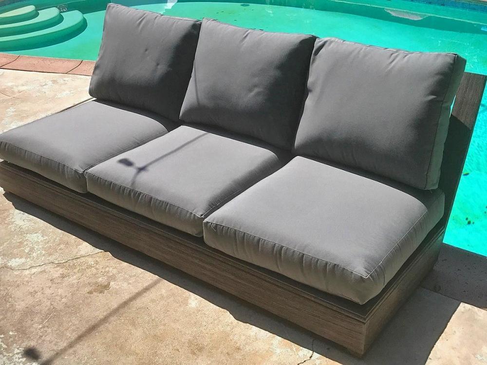 Ventura Teak Patio Armless Sofa with Sunbrella Cushion