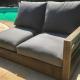 Ventura Teak Patio Corner with Sunbrella Cushion - Left Arm Love Seat Sofa