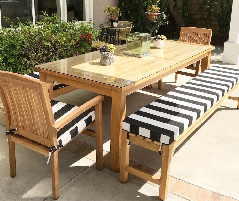 Teak Dining set with backless bench - IKsun Teak Patio Furniture SALE