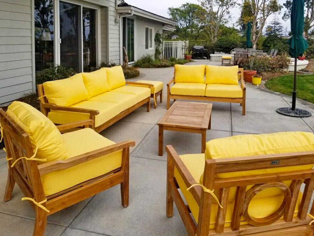 Iksun Teak Patio Furniture, Patio Conversation Set With Sunbrella Cushions